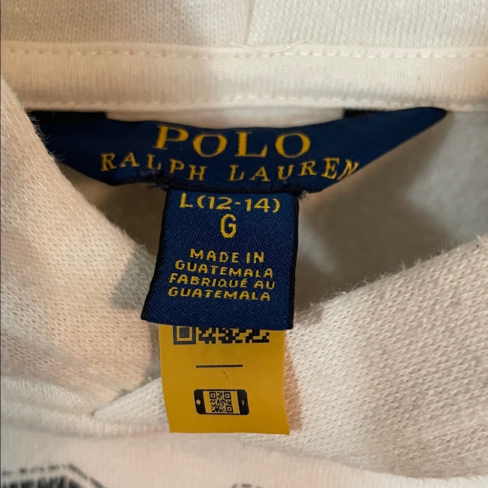 Polo by Ralph Lauren Cream Hoodie Large 10/12 Girls Sweatshirt - Picture 2 of 6